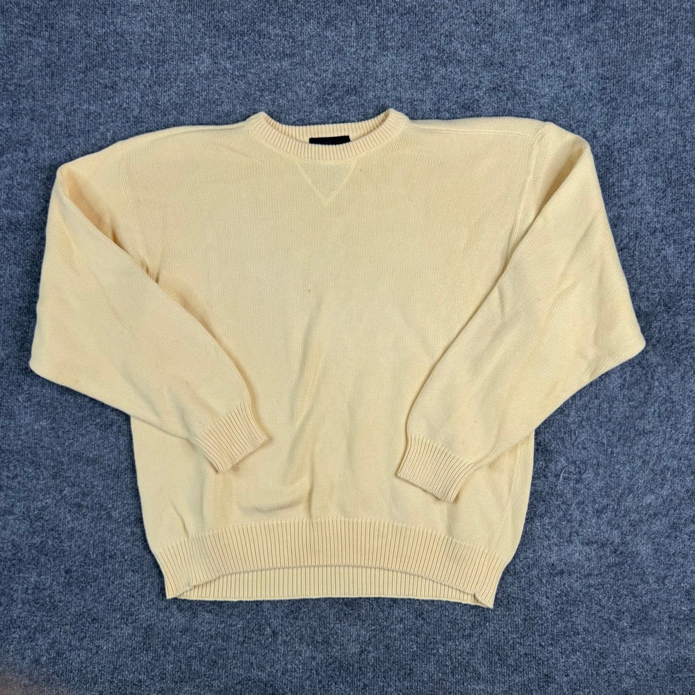 Croft & Barrow Sweater Mens XL Yellow Cotton Crewneck Long Sleeve‎ Knit Pullover